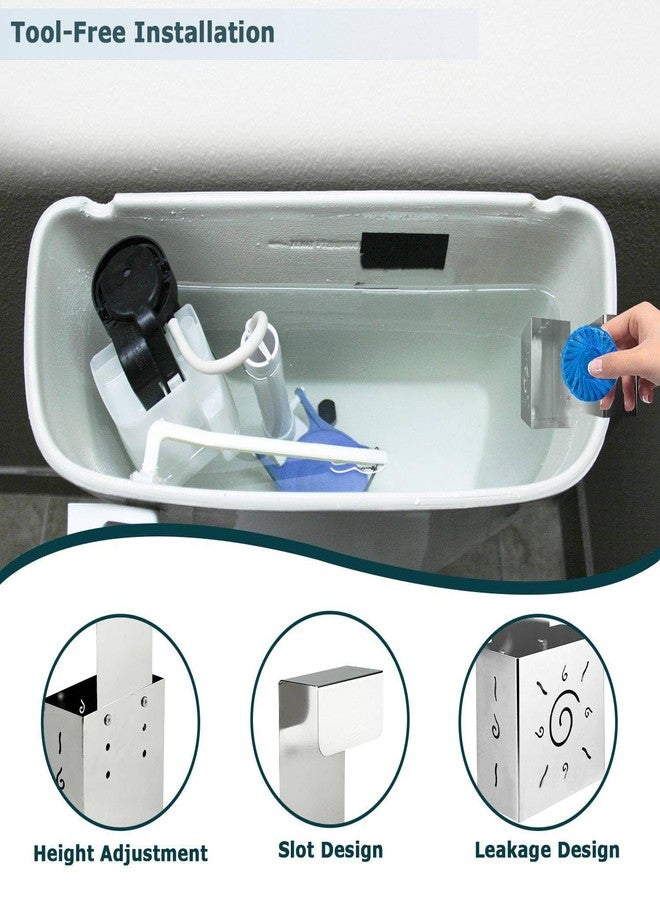 Chanvoo 304 Stainless Steel Toilet Tank Cleaner Caddy with Adjustable Hook - Hanging Holder for Blue Tablets & Bleach Pods (Silver) - Image 4